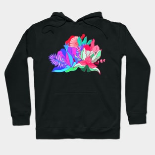 Pink Flower tropical leaves plants Hoodie